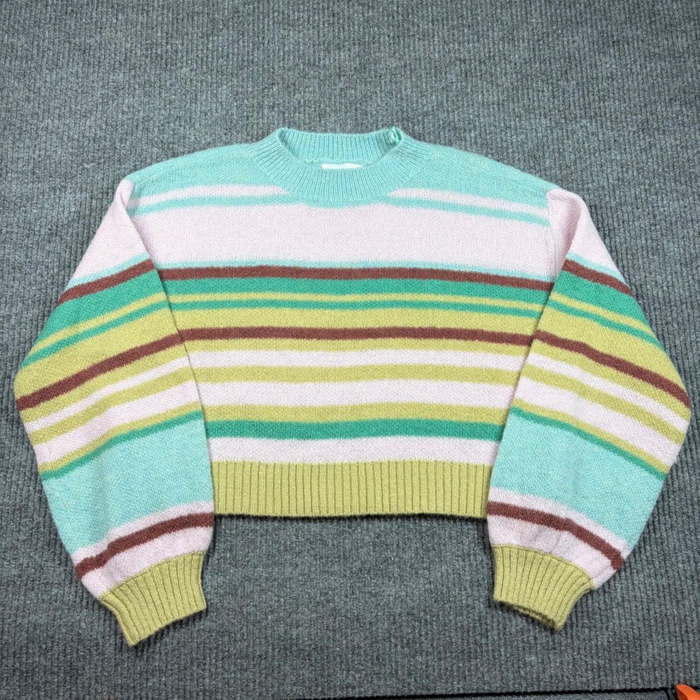 MABLE Pastel Striped Cropped Wool Blend Sweater MT2152 Multicolor Womens Medium